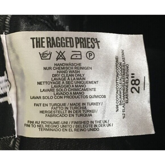 The Ragged Priest Jeans Women's Size 28 Black Cotton Blend Lucky Cat Patch - Picture 9 of 9